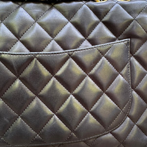 Jumbo Single Flap Lambskin Quilted Black GHW