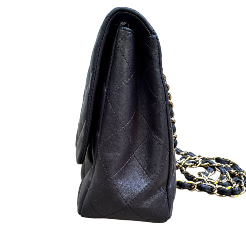 Jumbo Single Flap Lambskin Quilted Black GHW