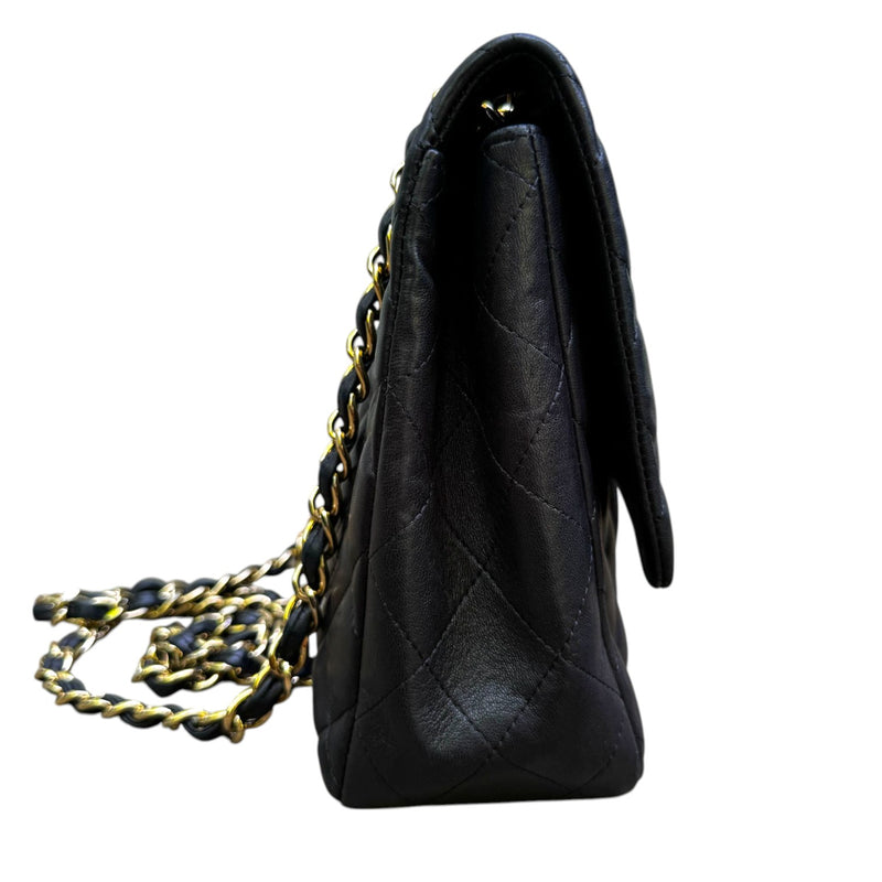 Jumbo Single Flap Lambskin Quilted Black GHW