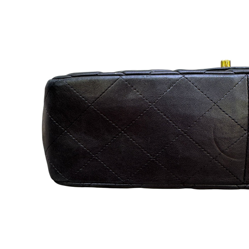 Jumbo Single Flap Lambskin Quilted Black GHW