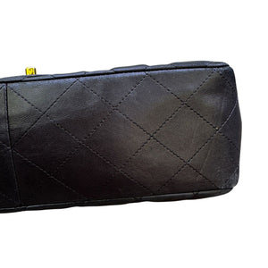 Jumbo Single Flap Lambskin Quilted Black GHW