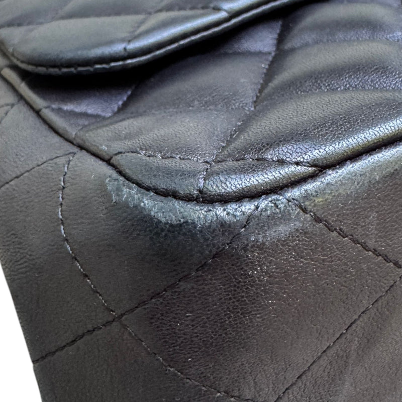 Jumbo Single Flap Lambskin Quilted Black GHW