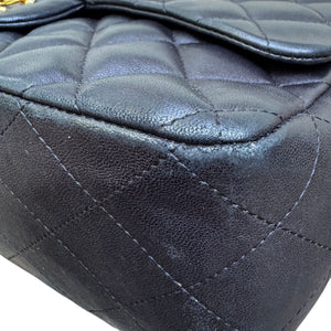 Jumbo Single Flap Lambskin Quilted Black GHW