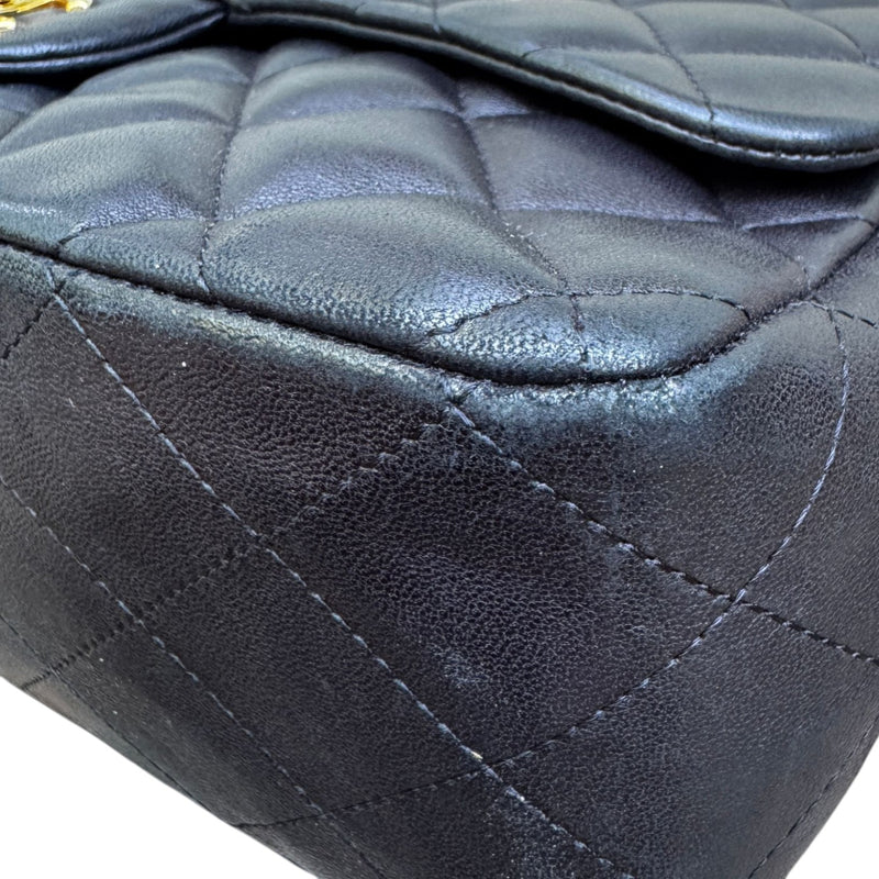 Jumbo Single Flap Lambskin Quilted Black GHW