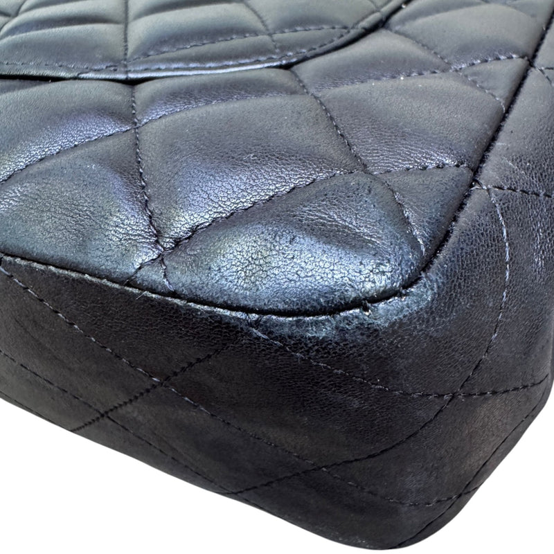 Jumbo Single Flap Lambskin Quilted Black GHW