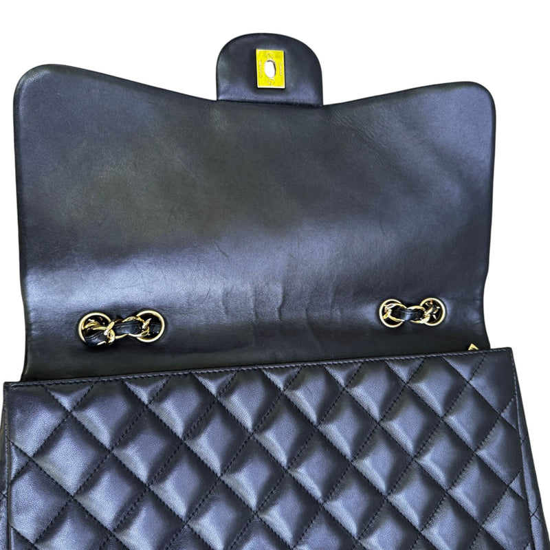 Jumbo Single Flap Lambskin Quilted Black GHW