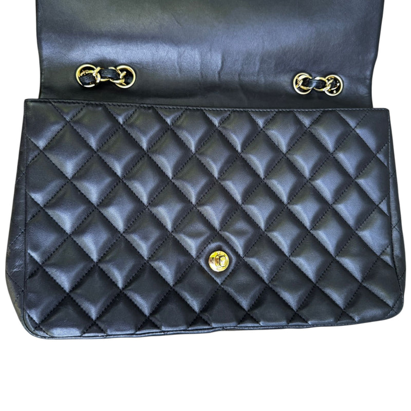 Jumbo Single Flap Lambskin Quilted Black GHW