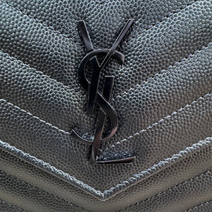Chain Wallet Grain De Poudre Matelasse Chevron Black BHW