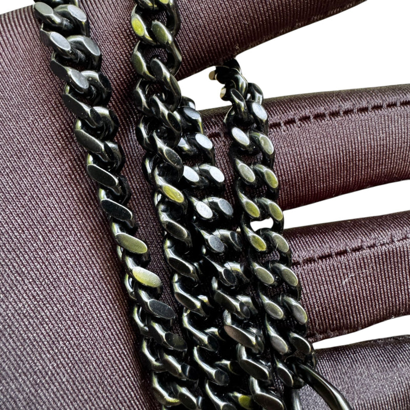 Chain Wallet Grain De Poudre Matelasse Chevron Black BHW