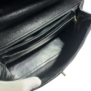 Vintage Jumbo Kelly Flap Caviar Quilted Black GHW