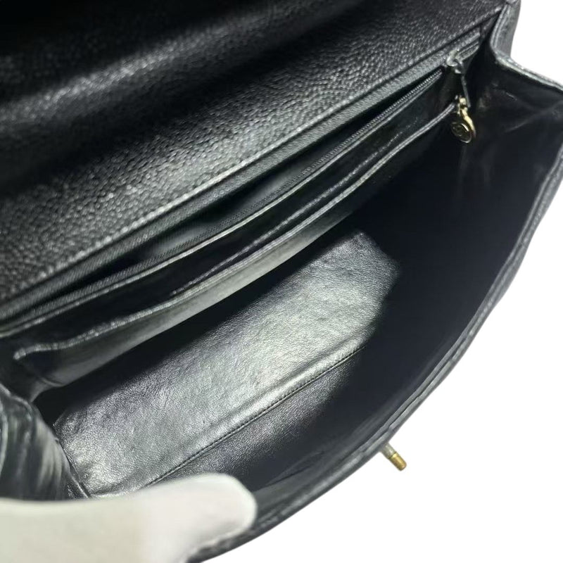 Vintage Jumbo Kelly Flap Caviar Quilted Black GHW