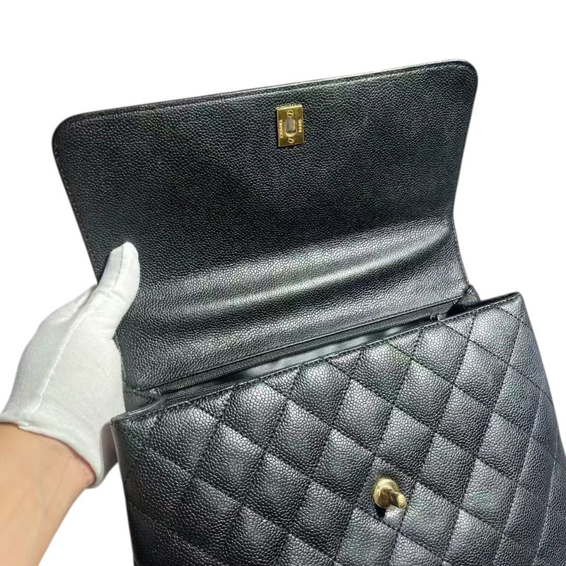 Vintage Jumbo Kelly Flap Caviar Quilted Black GHW