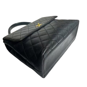 Vintage Jumbo Kelly Flap Caviar Quilted Black GHW
