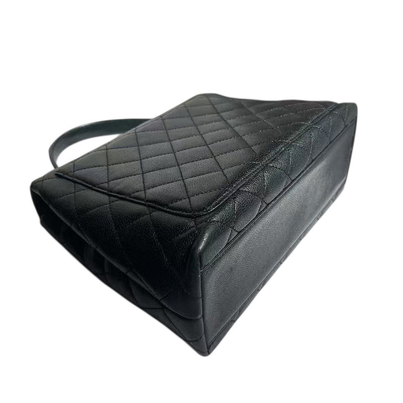 Vintage Jumbo Kelly Flap Caviar Quilted Black GHW