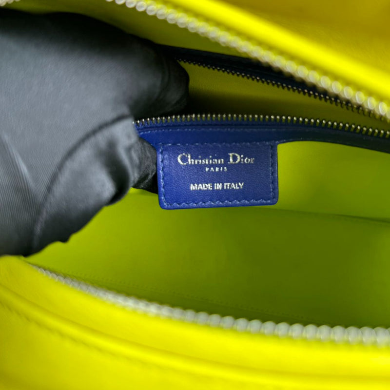 Lady Dior Tri-Color Large Lambskin Yellow Navy Pink SHW