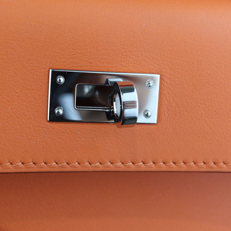 Kelly Cut Clutch Pochette Swift Orange PHW
