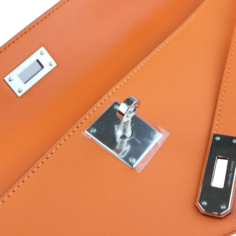 Kelly Cut Clutch Pochette Swift Orange PHW