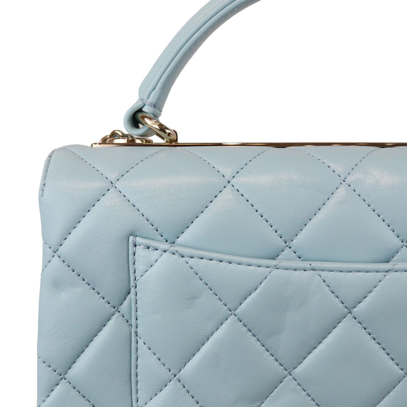 Trendy CC Flap Small Lambskin Quilted Light Blue GHW