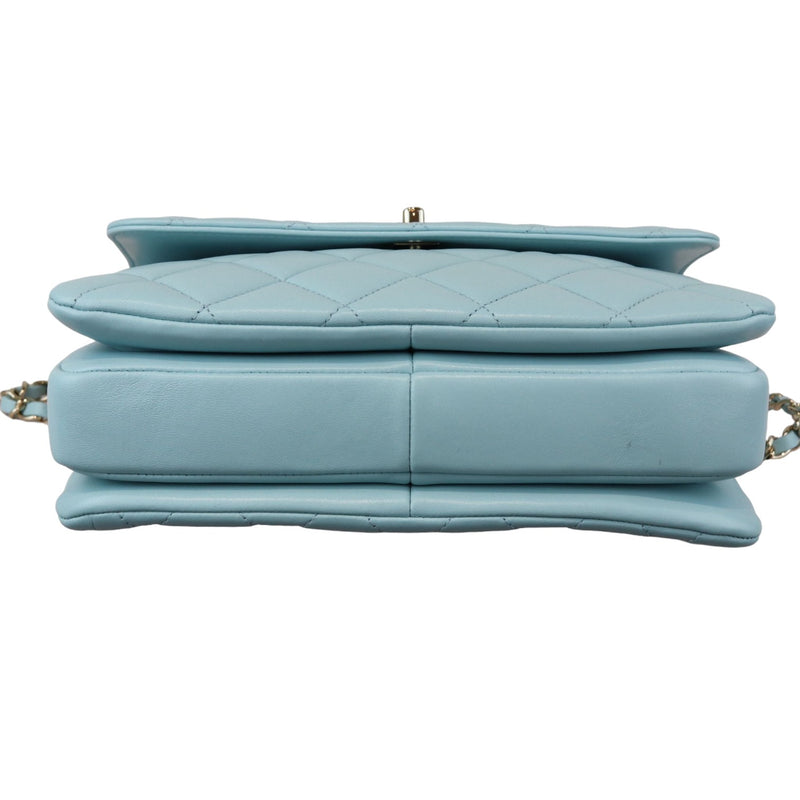 Trendy CC Flap Small Lambskin Quilted Light Blue GHW