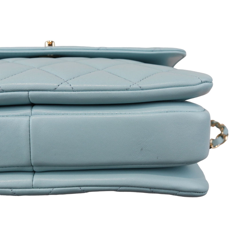 Trendy CC Flap Small Lambskin Quilted Light Blue GHW