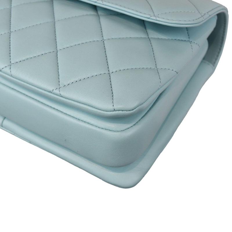 Trendy CC Flap Small Lambskin Quilted Light Blue GHW