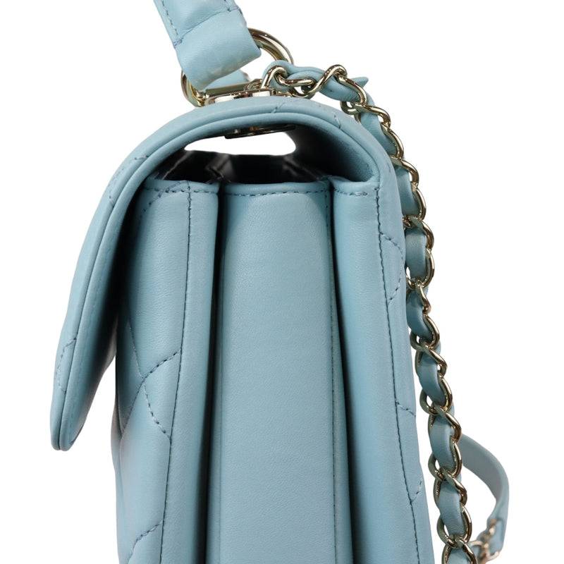Trendy CC Flap Small Lambskin Quilted Light Blue GHW