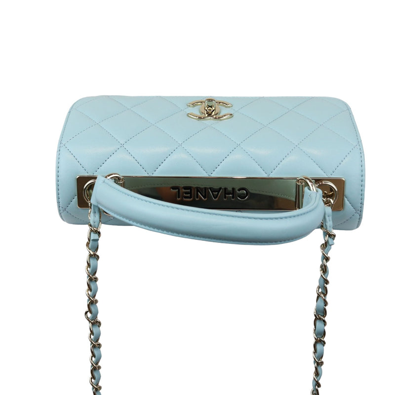 Trendy CC Flap Small Lambskin Quilted Light Blue GHW