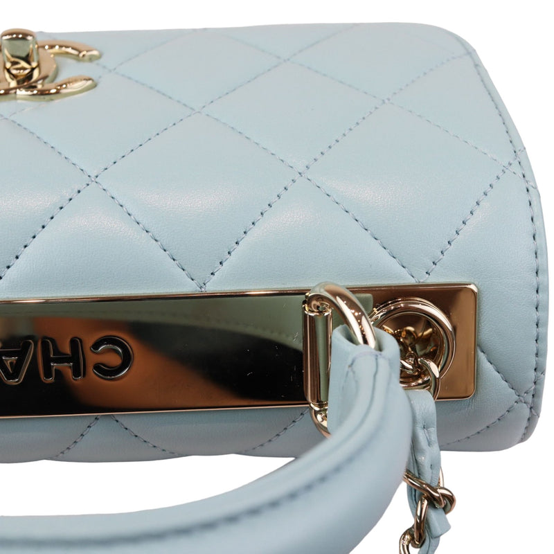 Trendy CC Flap Small Lambskin Quilted Light Blue GHW