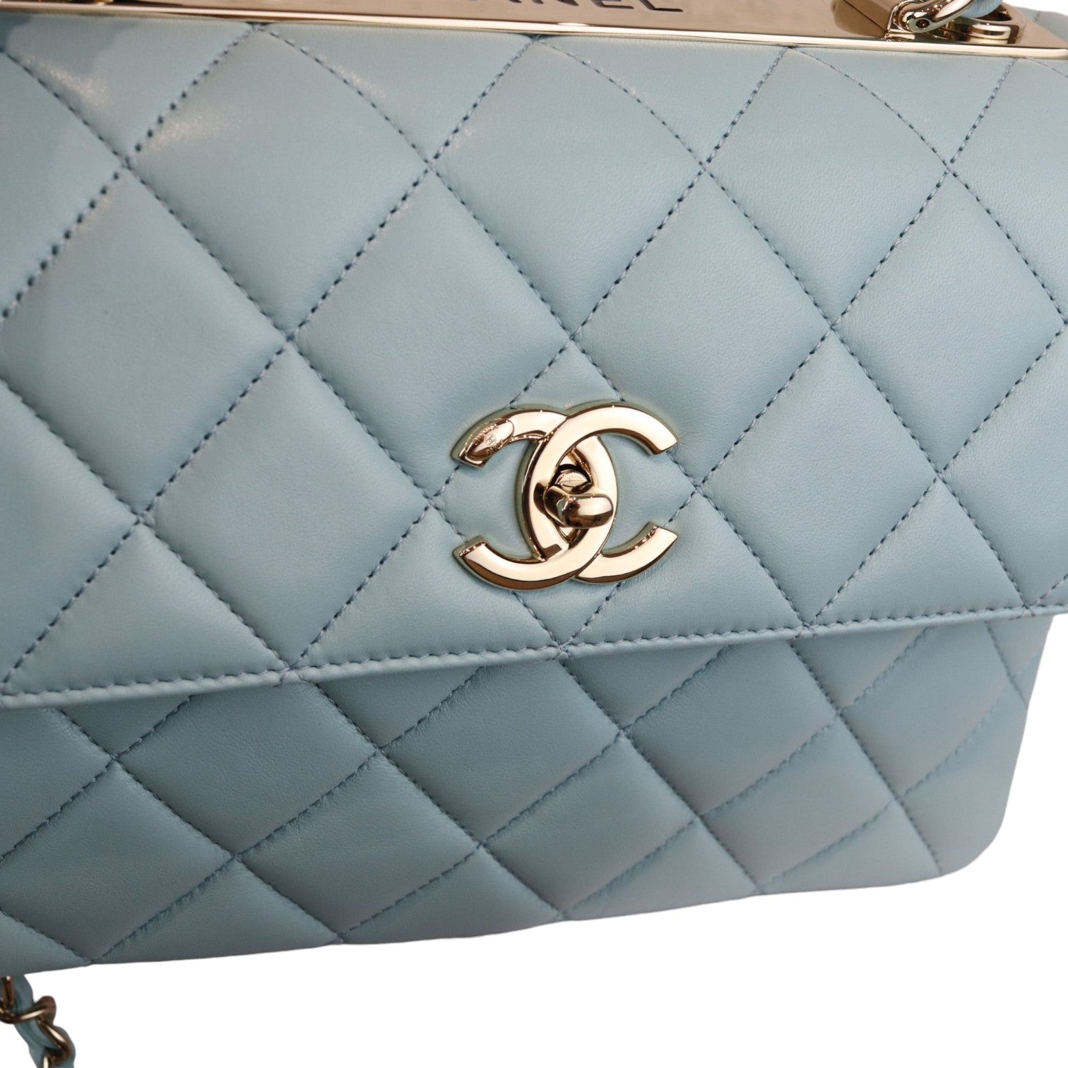 Chanel Trendy CC Flap Small Lambskin Quilted Light Blue GHW Bag Religion