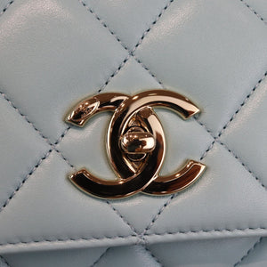 Trendy CC Flap Small Lambskin Quilted Light Blue GHW
