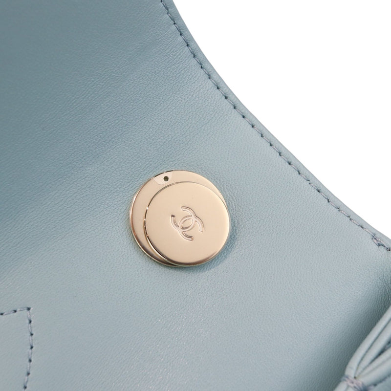 Trendy CC Flap Small Lambskin Quilted Light Blue GHW