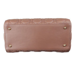Lady Dior Medium Lambskin Cannage Dark Beige GHW