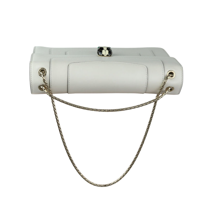 Serpenti Forever Shoulder Calfskin Quilted White GHW