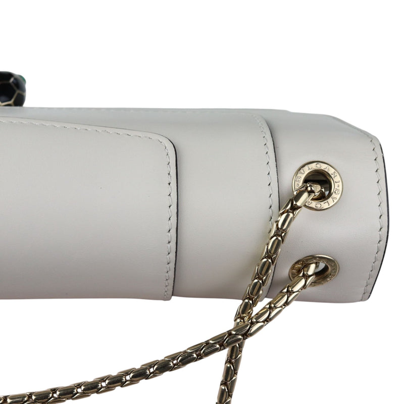 Serpenti Forever Shoulder Calfskin Quilted White GHW