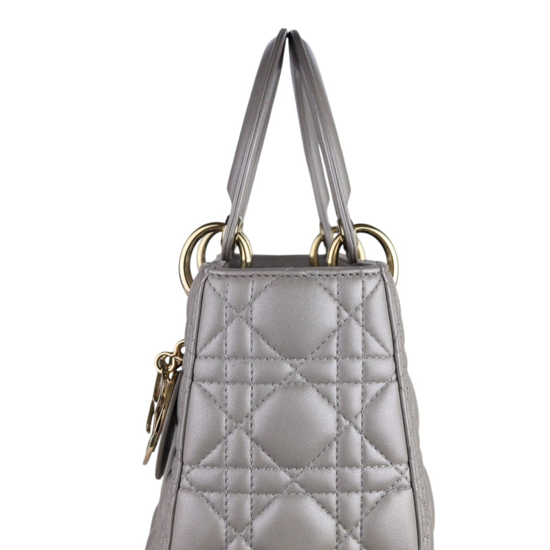 Lady Dior Medium Lambskin Cannage Silver GHW
