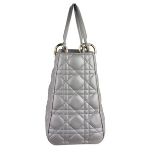 Lady Dior Medium Lambskin Cannage Silver GHW