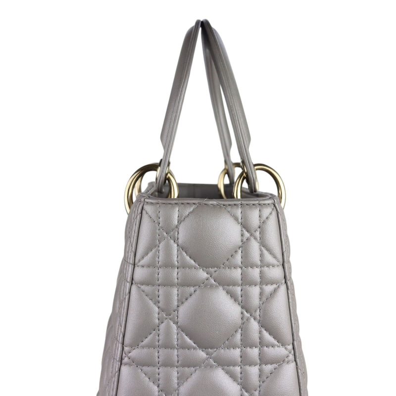 Lady Dior Medium Lambskin Cannage Silver GHW