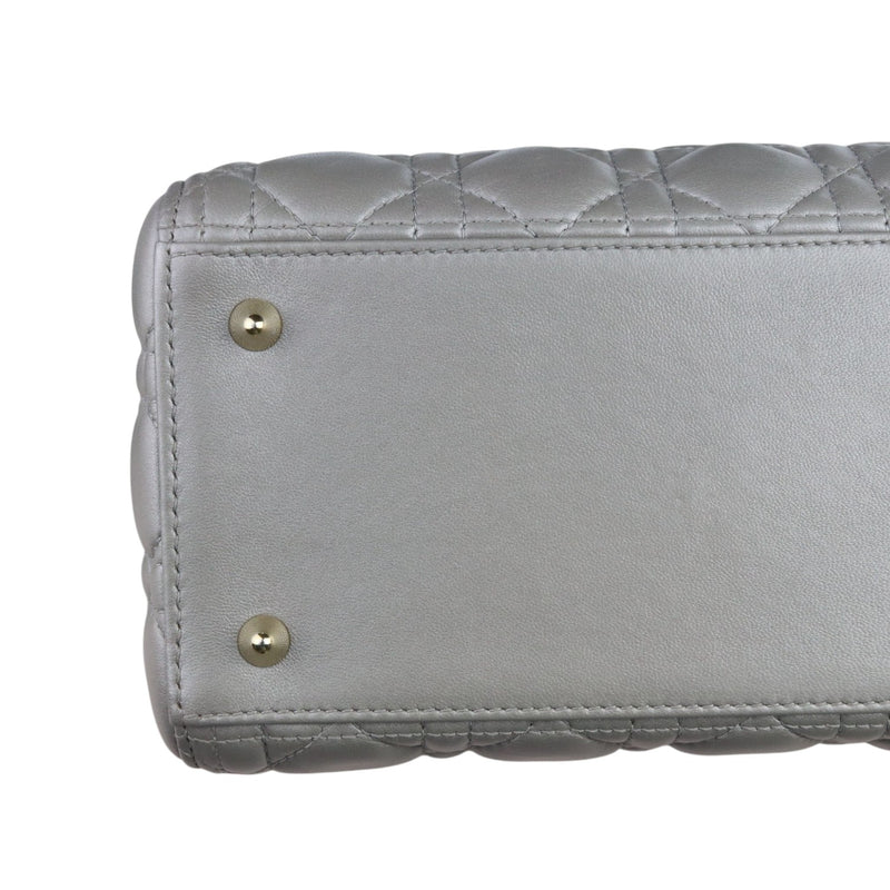 Lady Dior Medium Lambskin Cannage Silver GHW