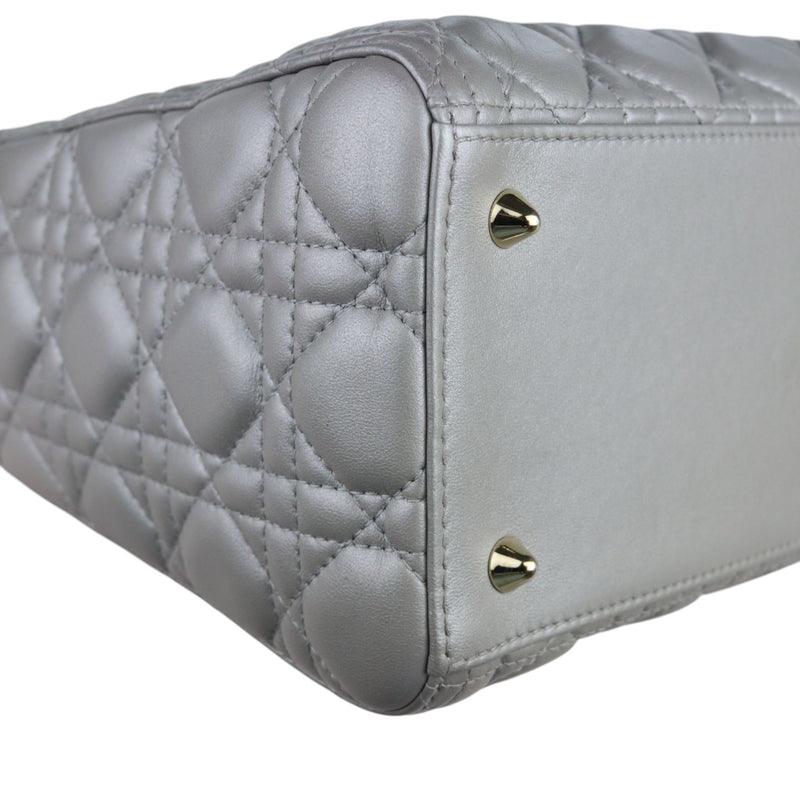 Lady Dior Medium Lambskin Cannage Silver GHW