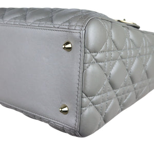 Lady Dior Medium Lambskin Cannage Silver GHW