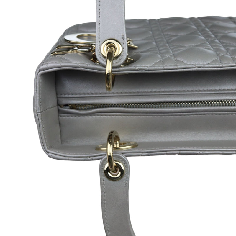 Lady Dior Medium Lambskin Cannage Silver GHW