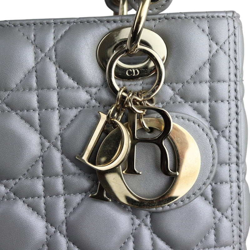 Lady Dior Medium Lambskin Cannage Silver GHW