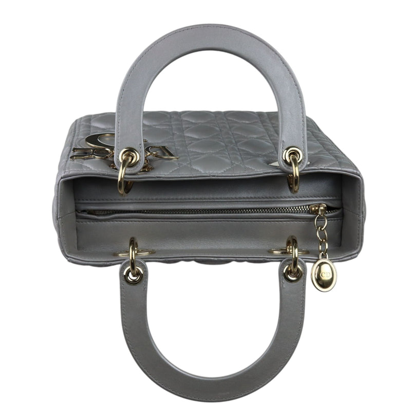 Lady Dior Medium Lambskin Cannage Silver GHW