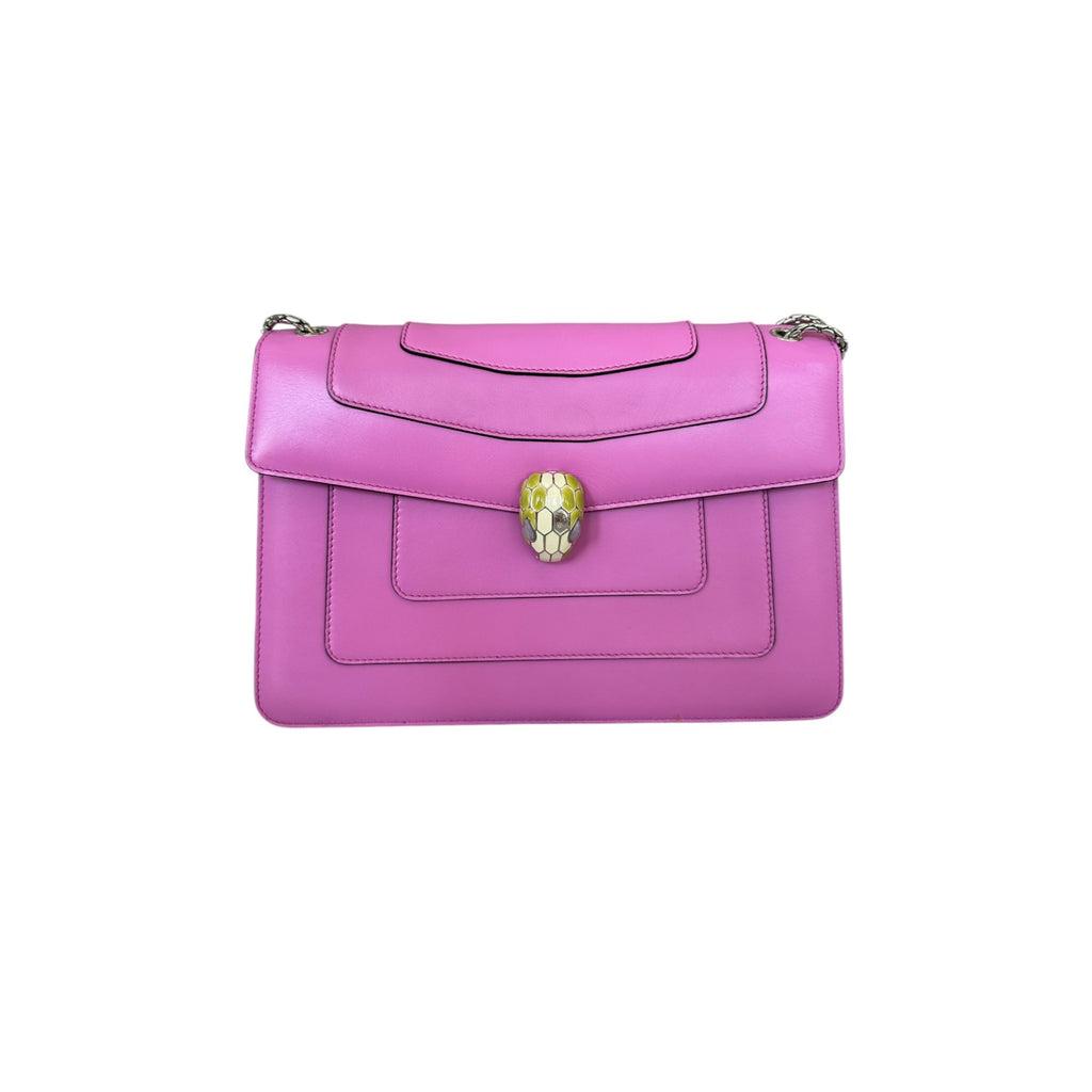 Serpenti Forever Shoulder Calfskin Pink SHW