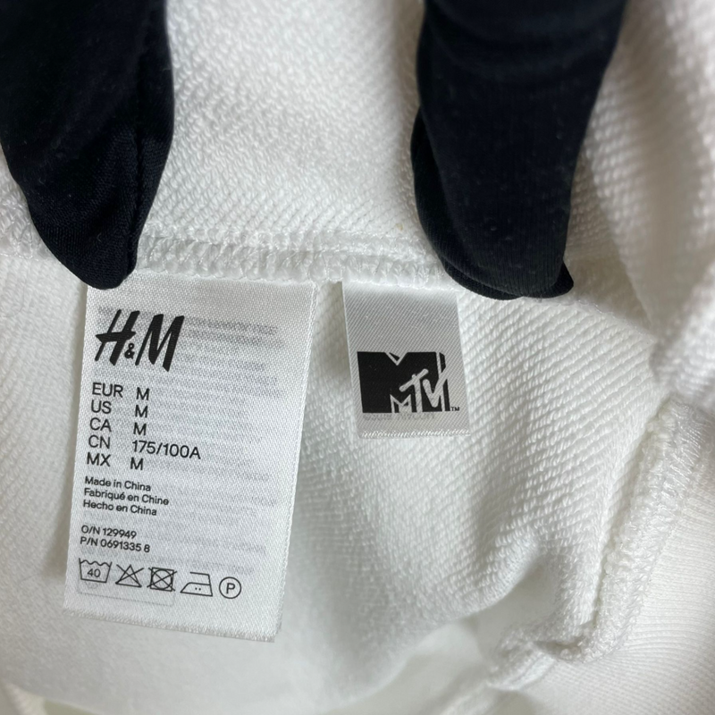 Moschino H&M X MTV White Logo Hooded Sweatshirt Size Medium