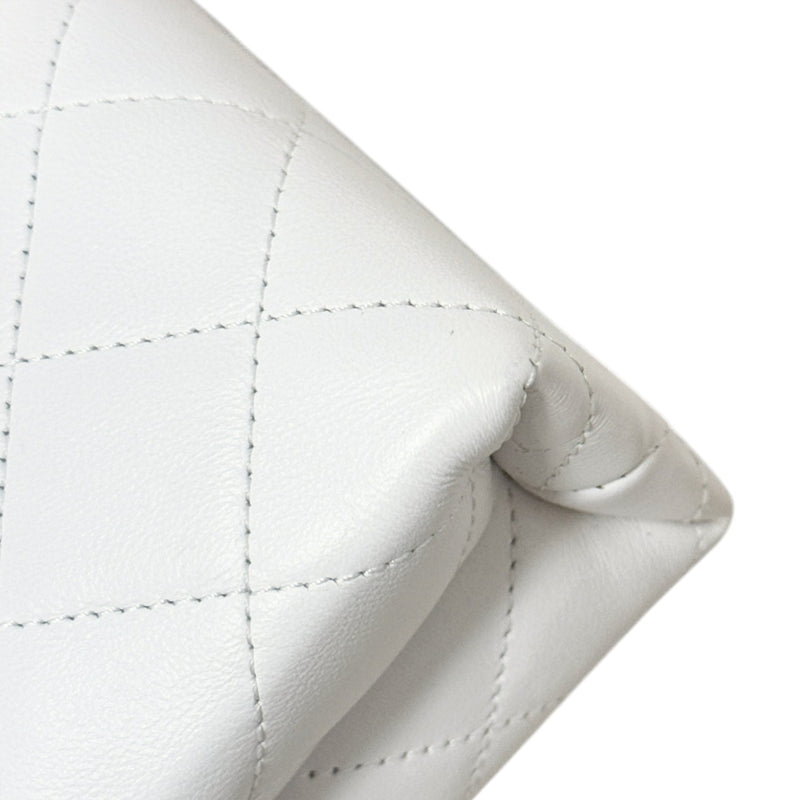 Enchained Flap Small Calfskin Quilted White GHW