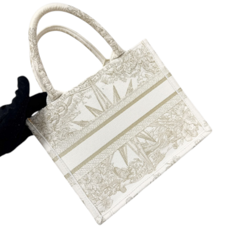 Reve d'Infini Book Tote Small Canvas White Gold