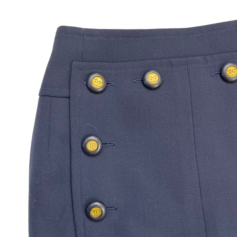 Vintage Skirt Navy Blue with Gold Buttons