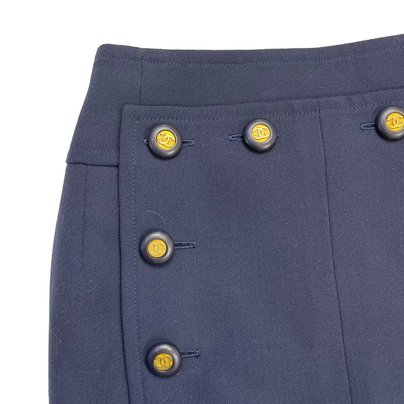 Vintage Skirt Navy Blue with Gold Buttons Bag Religion
