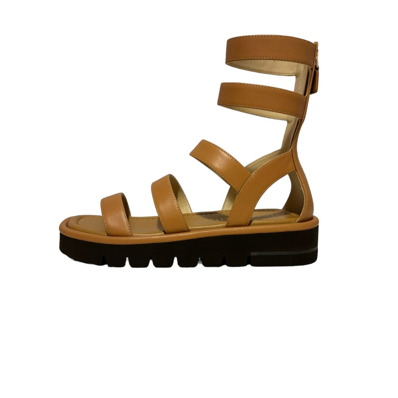 Gala Lift Gladiator Back Zip Sandals Tan Size 36.5